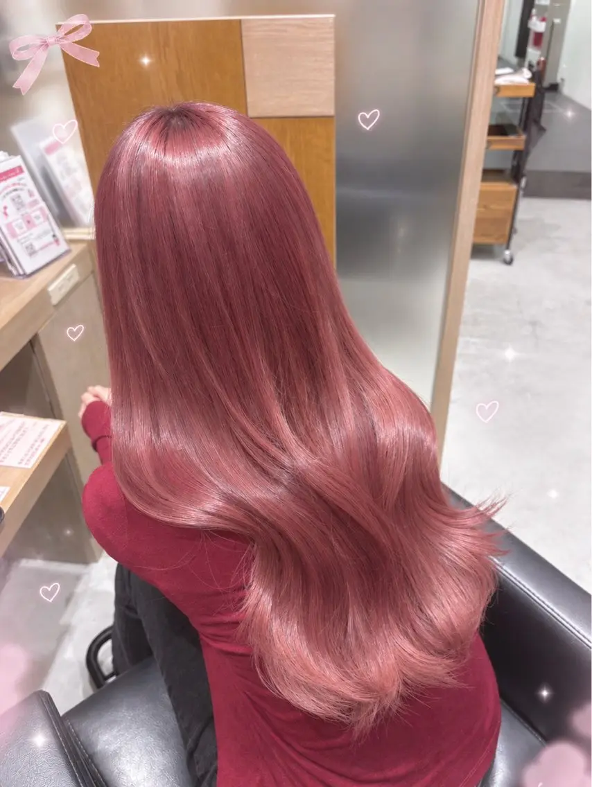 ロング カラー ブラウンカラー ピンクカラー ピンクブラウン ヘアカラー トリートメント 透明感カラー🤎 静岡/💖ヘアセットのヘアスタイル