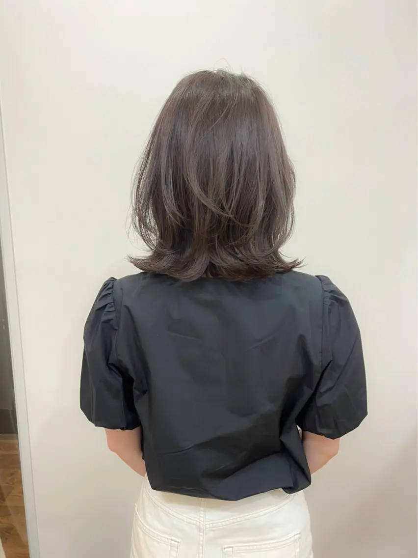 ミディアム カラー パーマ カット ヘアカラー トリートメント レイヤー/髪質改善 デジパ/tenderのヘアスタイル