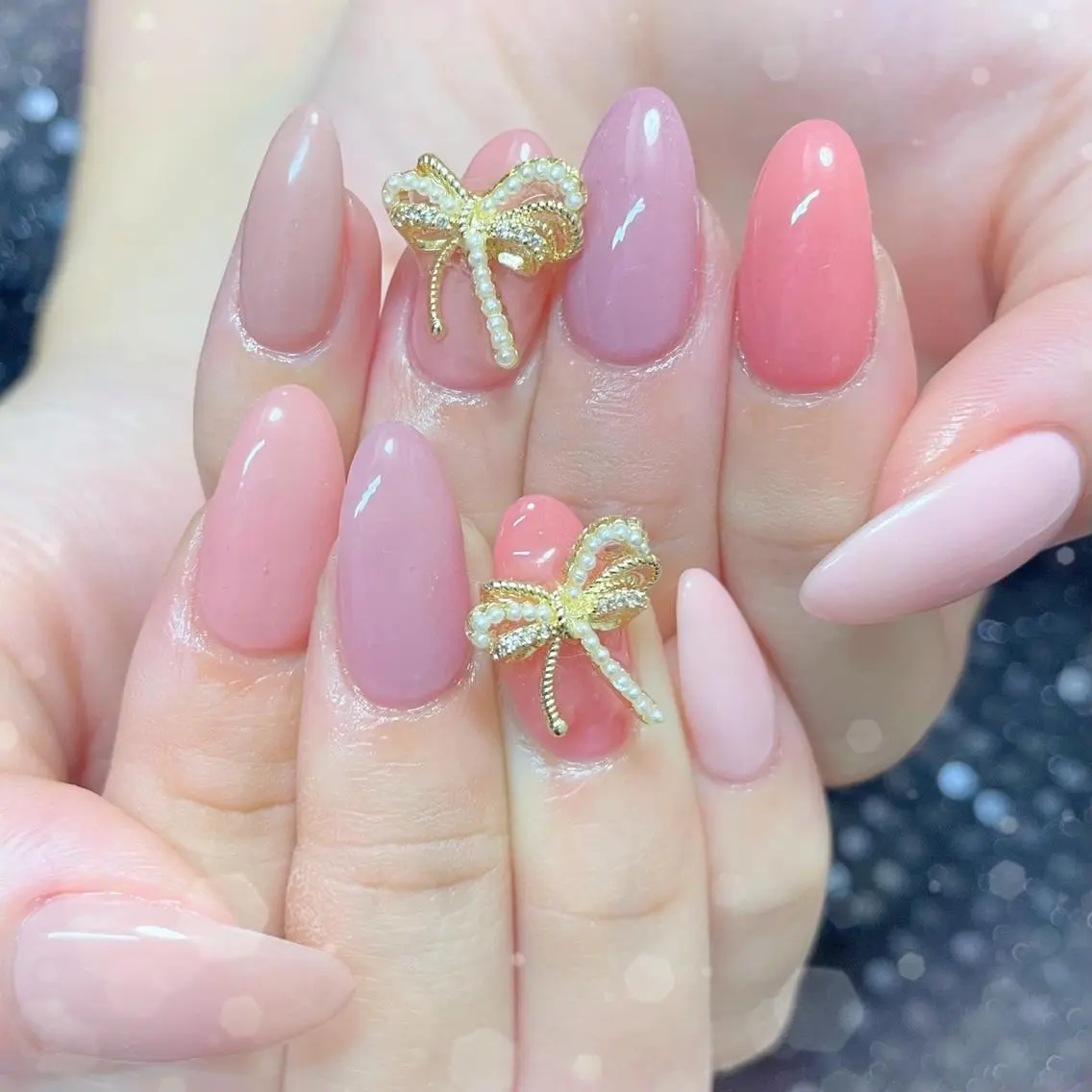 ネイル リボン ハンドネイル ハンドケア MoON...❤︎ MeGuのネイルデザイン