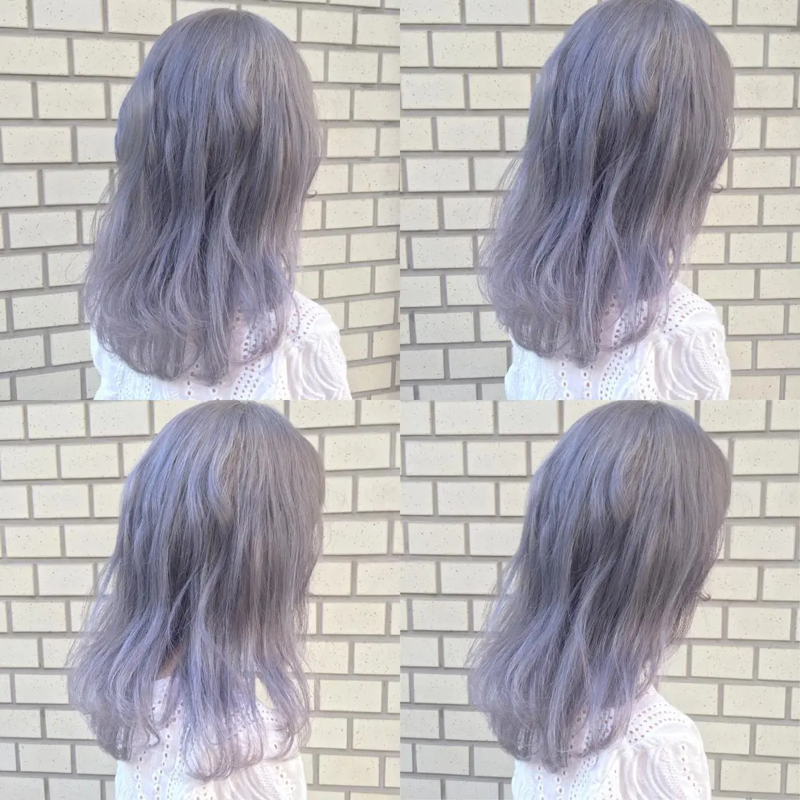 セミロング カラー パーマ ヘアアレンジ ブリーチ ラベンダーカラー ハイトーン特化🤍 浦住のヘアスタイル