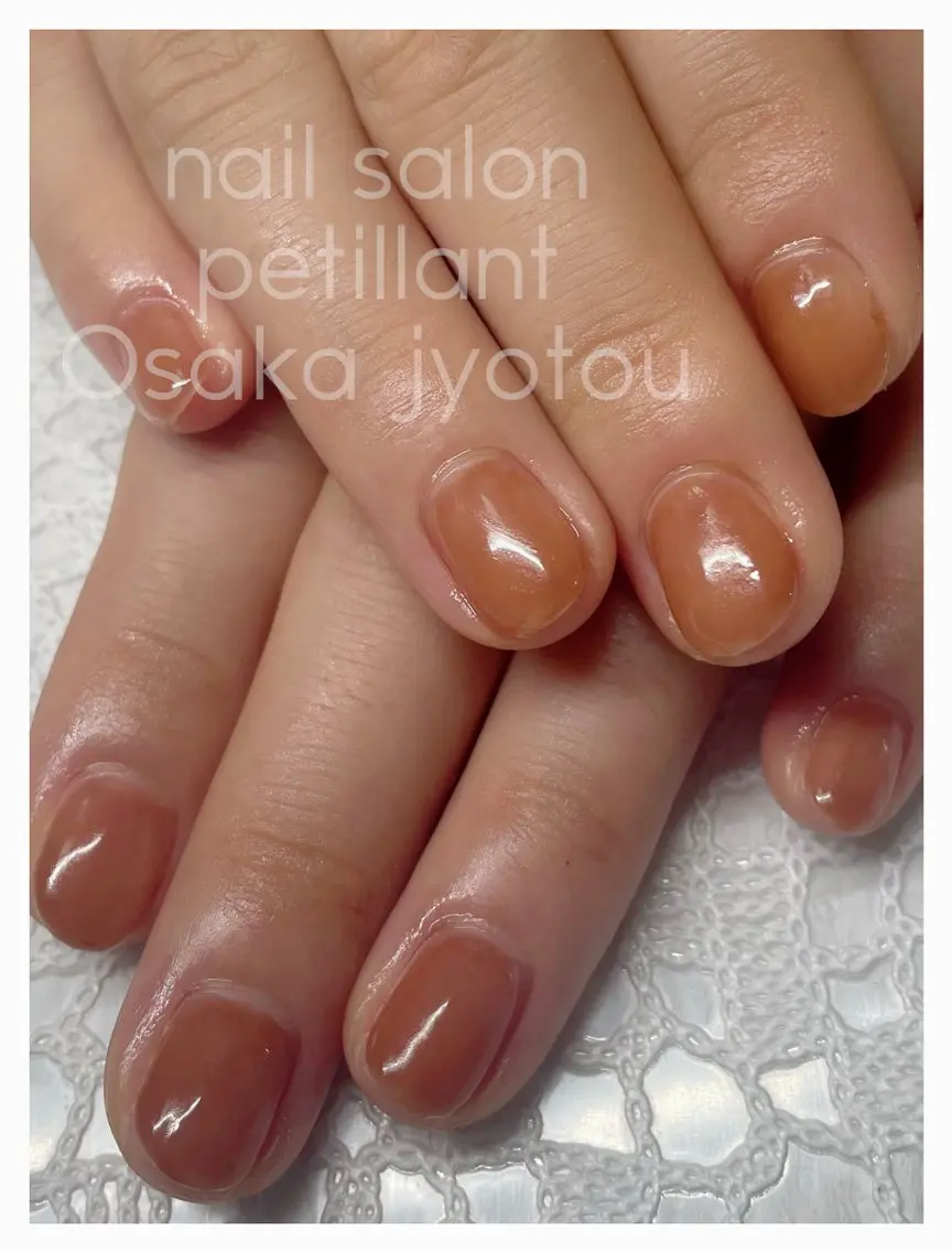 ネイル ブラウン バレンタイン nail salon petillantのネイルデザイン