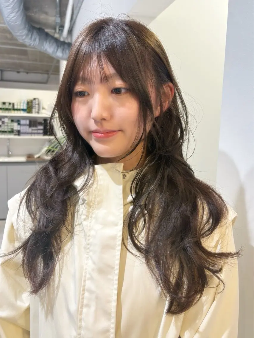 ロング カラー カット ヘアカラー レイヤーカット🍏 オリーブ/ののかのヘアスタイル