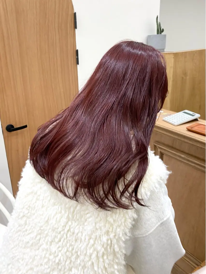 セミロング カラー ヘアアレンジ ブリーチ ダブルカラー ブリーチなしカラー レッドカラー 縮毛矯正 ハル🌸柔色/ ブリーチなし/艶髪のヘアスタイル