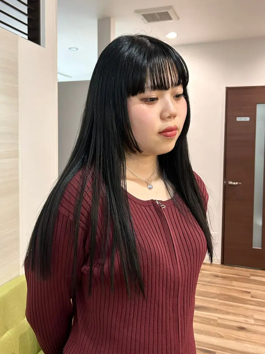 ロング カラー 黒髪 姫カット ロング ヘアカラー Hanon 美桜のヘアスタイル