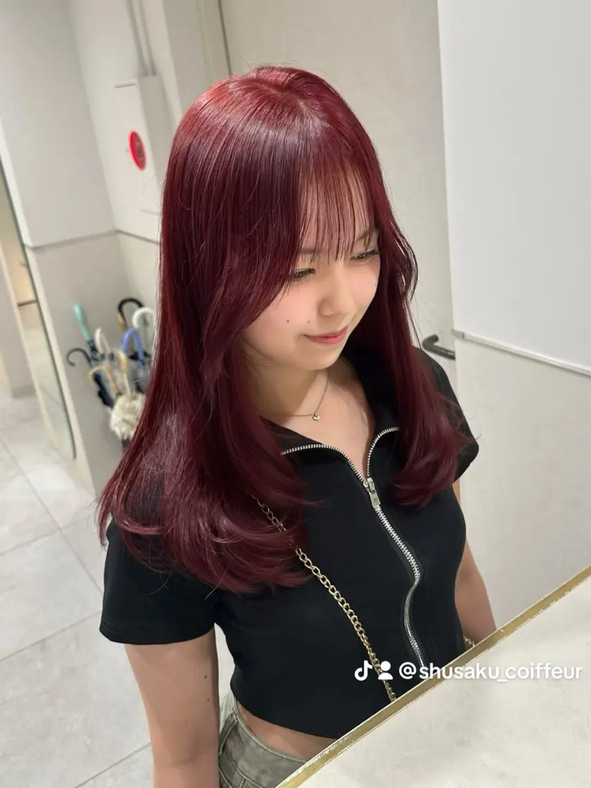 ロング カラー カット ヘアカラー ブリーチなしトレンド SHUSAKUのヘアスタイル