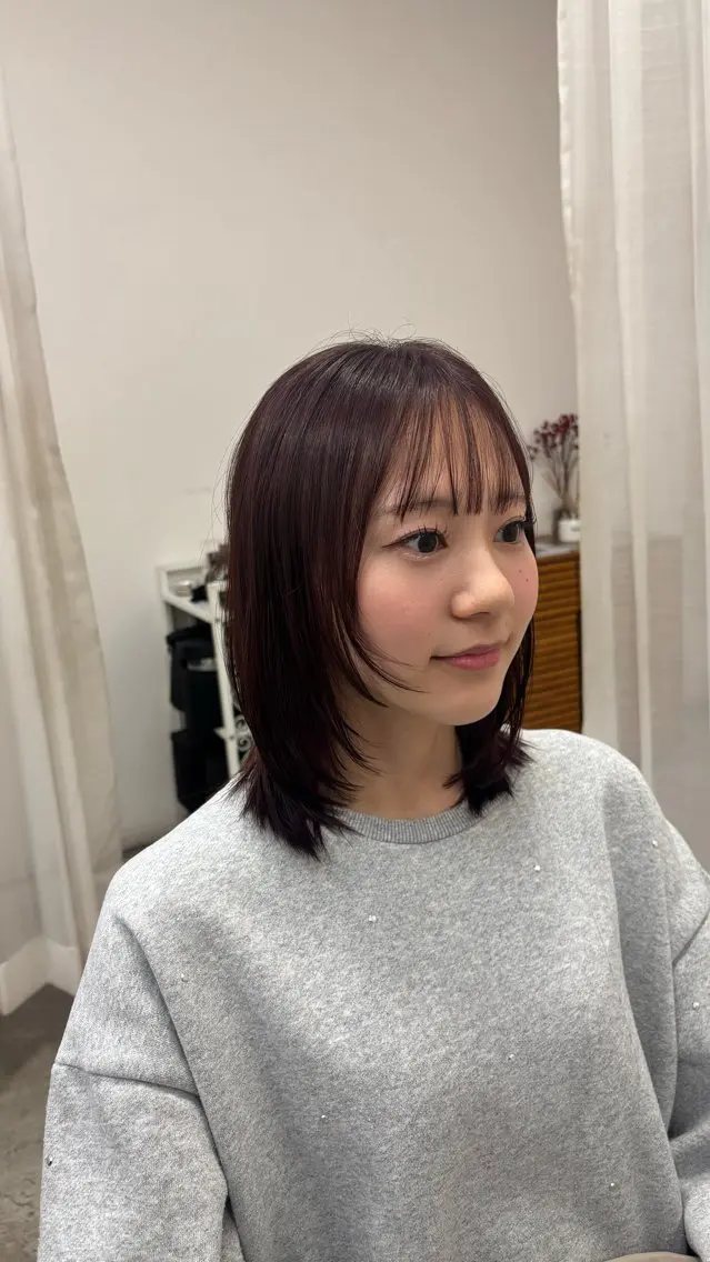 ミディアム カラー ブラウンカラー ピンクカラー ピンクブラウン 顔周りカット レイヤーカット acca/ 黒田かれんのヘアスタイル