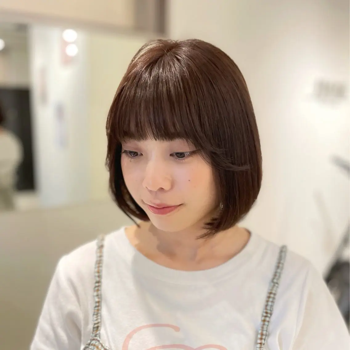 ミディアム カラー ブリーチ グレージュ miyu♡̷̷ 韓国ヘア/顔まわりのヘアスタイル
