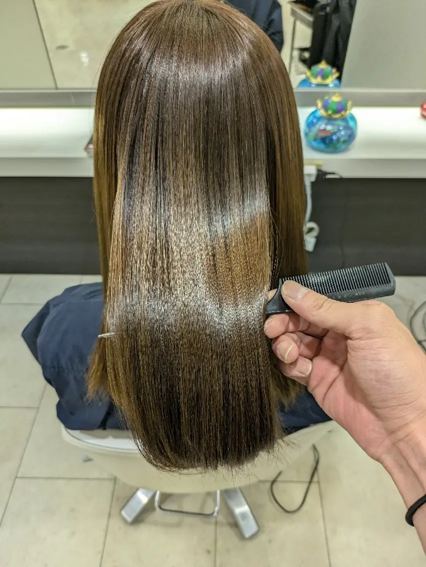 セミロング カラー ヘアカラー トリートメント ✨METEO導入店✨ 髪質改善×縮毛矯正のヘアスタイル