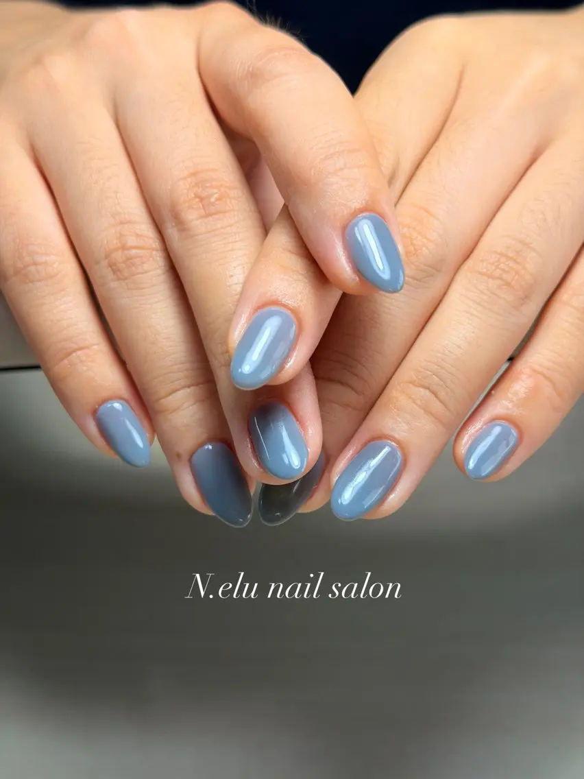 ネイル ブルー 撮影モデル N.elu nail salonのネイルデザイン