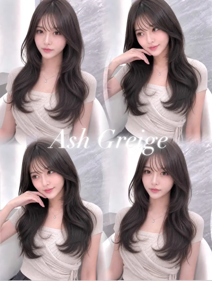 セミロング カラー ヘアアレンジ アッシュ アッシュグレー アッシュグレージュ 黒髪 ブルーカラー ヘアカラー 🖤kana韓国ヘア 艶髪カラー特化🖤のヘアスタイル