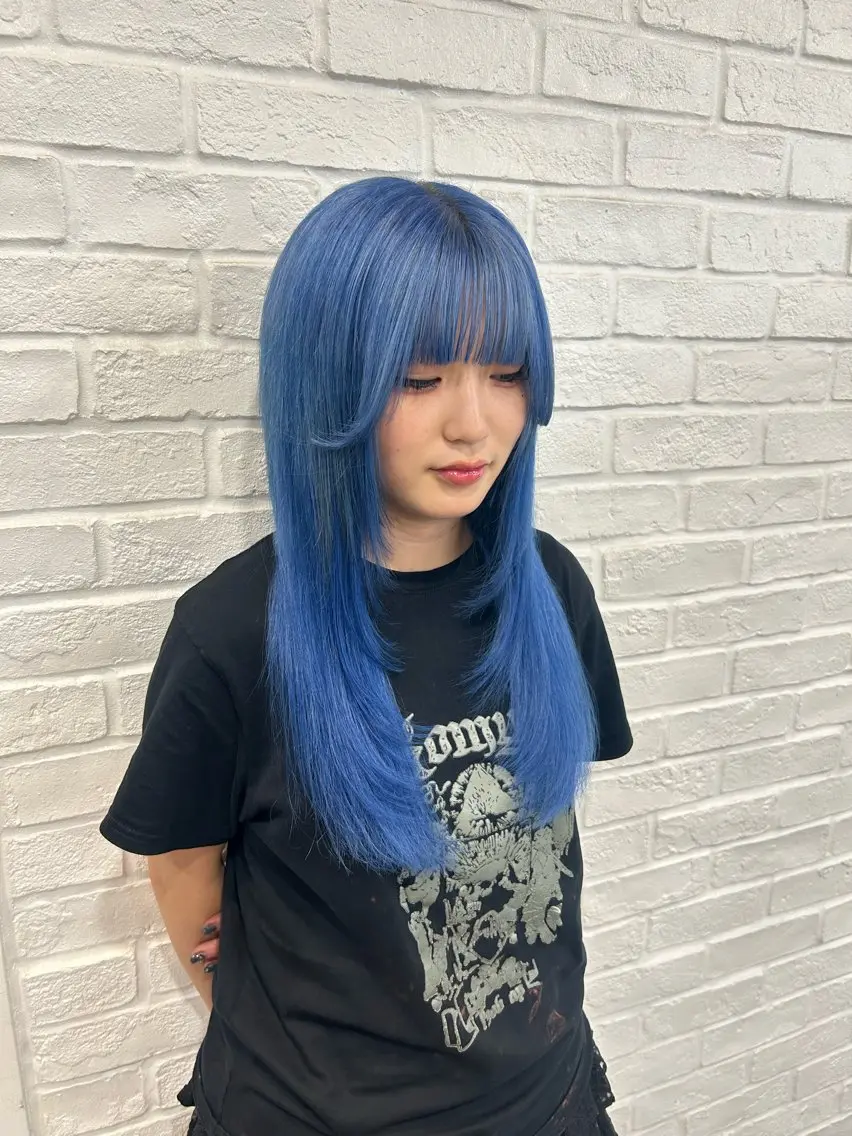 ロング ボブ エクステ 外国人風カラー レイヤーカット ヘアカラー エクステ MiRI💜地毛級 エクステ✖似合わせ技のヘアスタイル