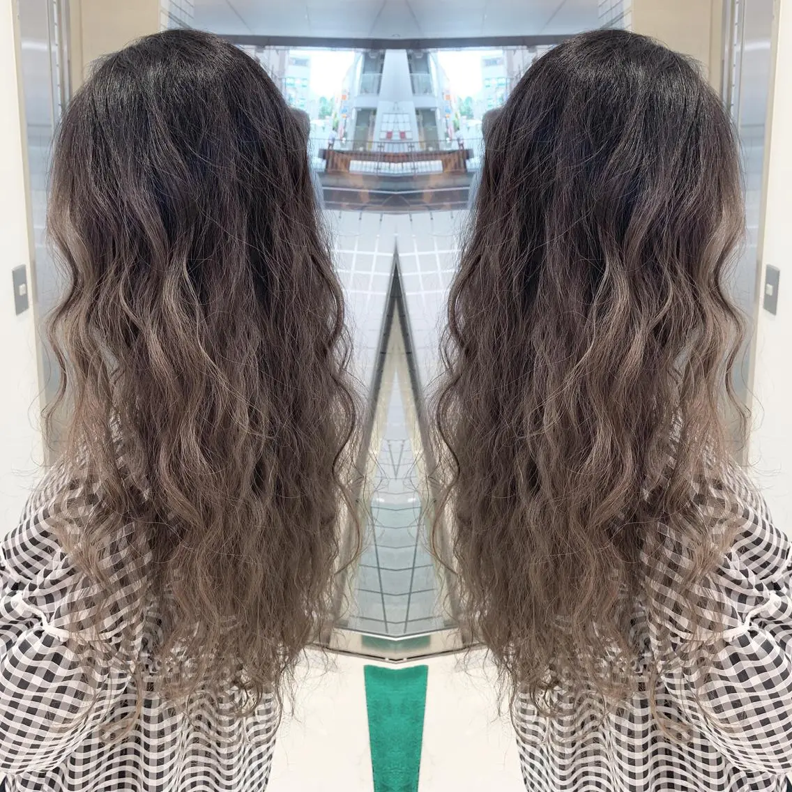 ロング カラー バレイヤージュ グレージュ レイヤーカット カット ヘアカラー ブリーチ/バレイヤ ージュ川端裕司のヘアスタイル