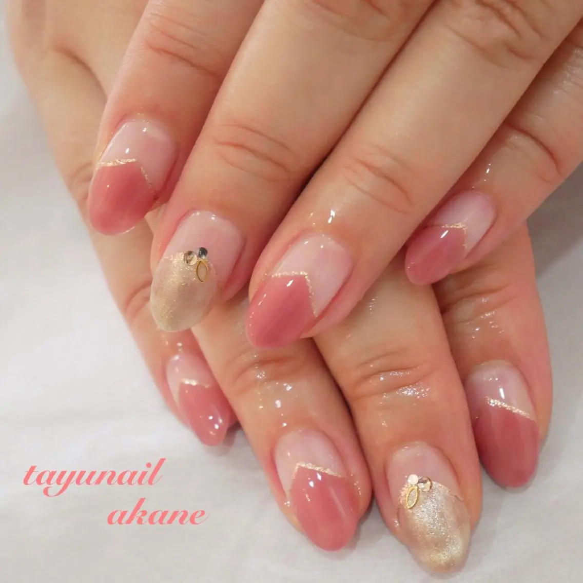ネイル ブルー クリアネイル フレンチネイル ジェルネイル ゴールド ネイルサロン 【たゆnail】のネイルデザイン