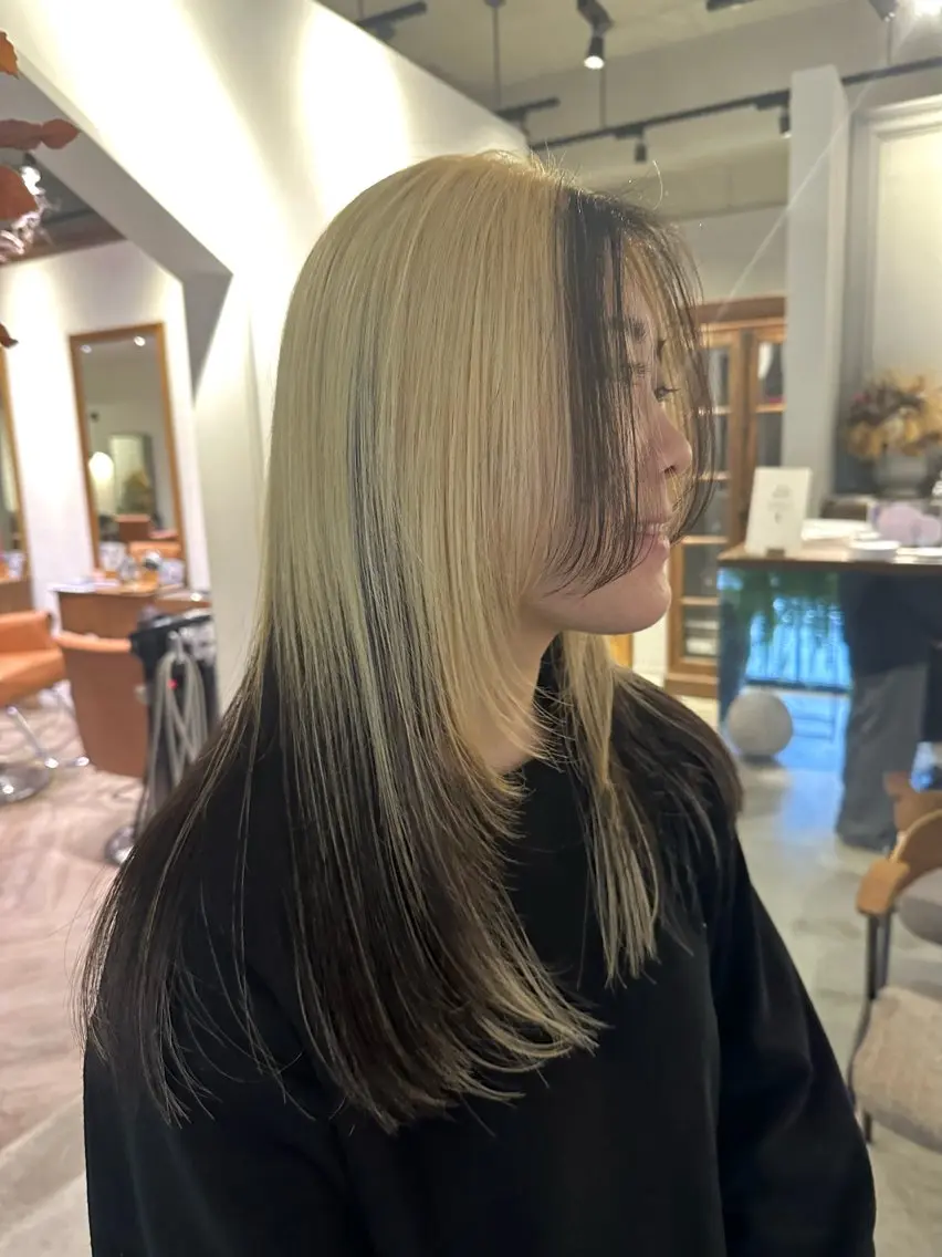 ミディアム カット ヘアカラー トリートメント なかの りなのヘアスタイル