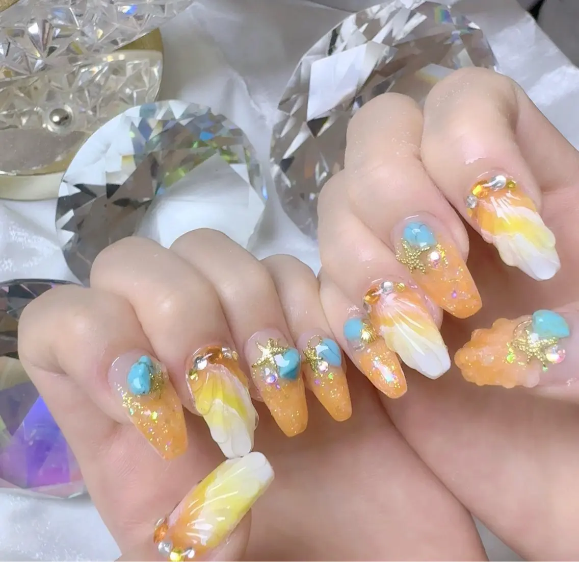 ネイル 渋谷 チップ長さ出し アプレgel-xのネイルデザイン