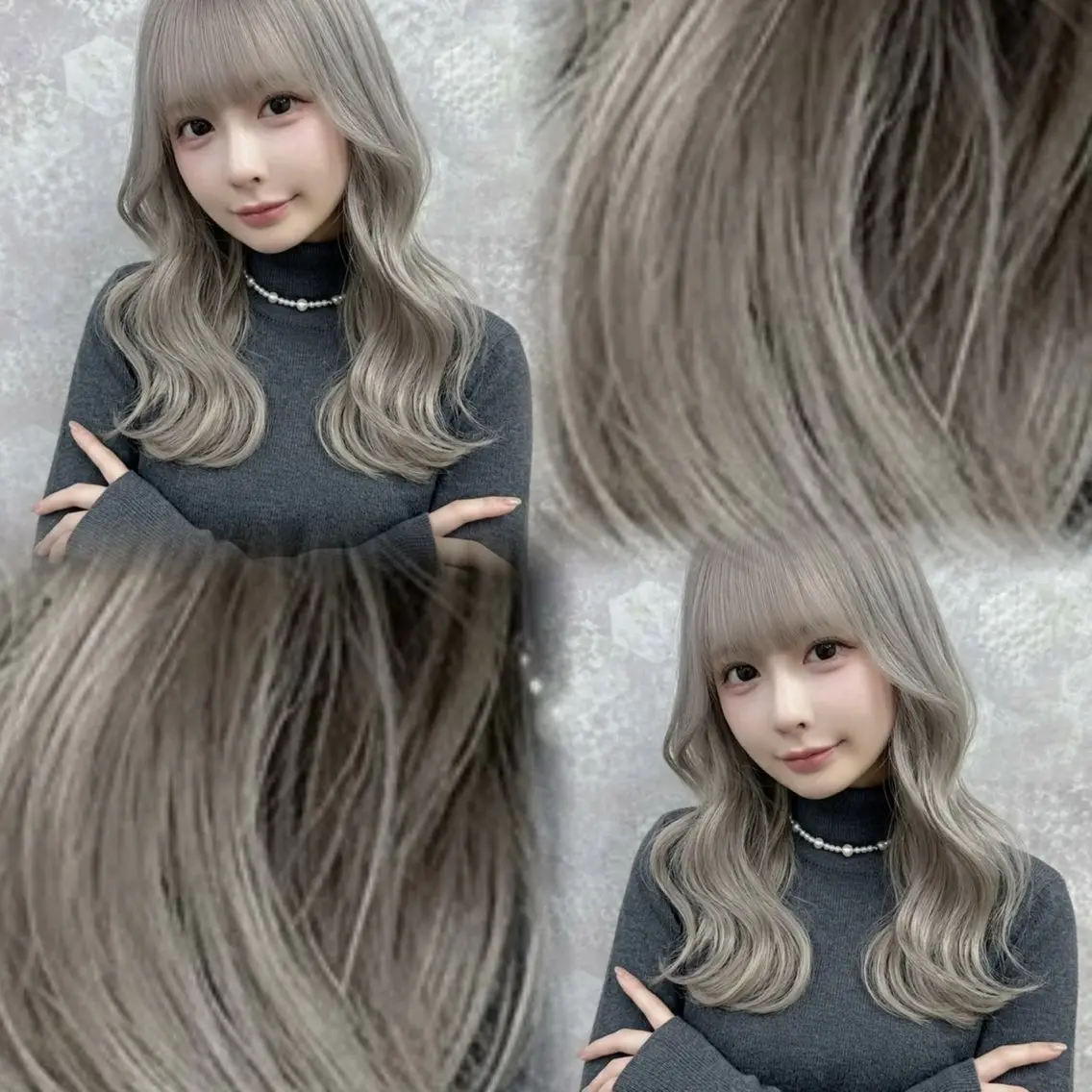 セミロング カラー カット ヘアカラー ハイトーン➕エクステ 💗RIKOのヘアスタイル
