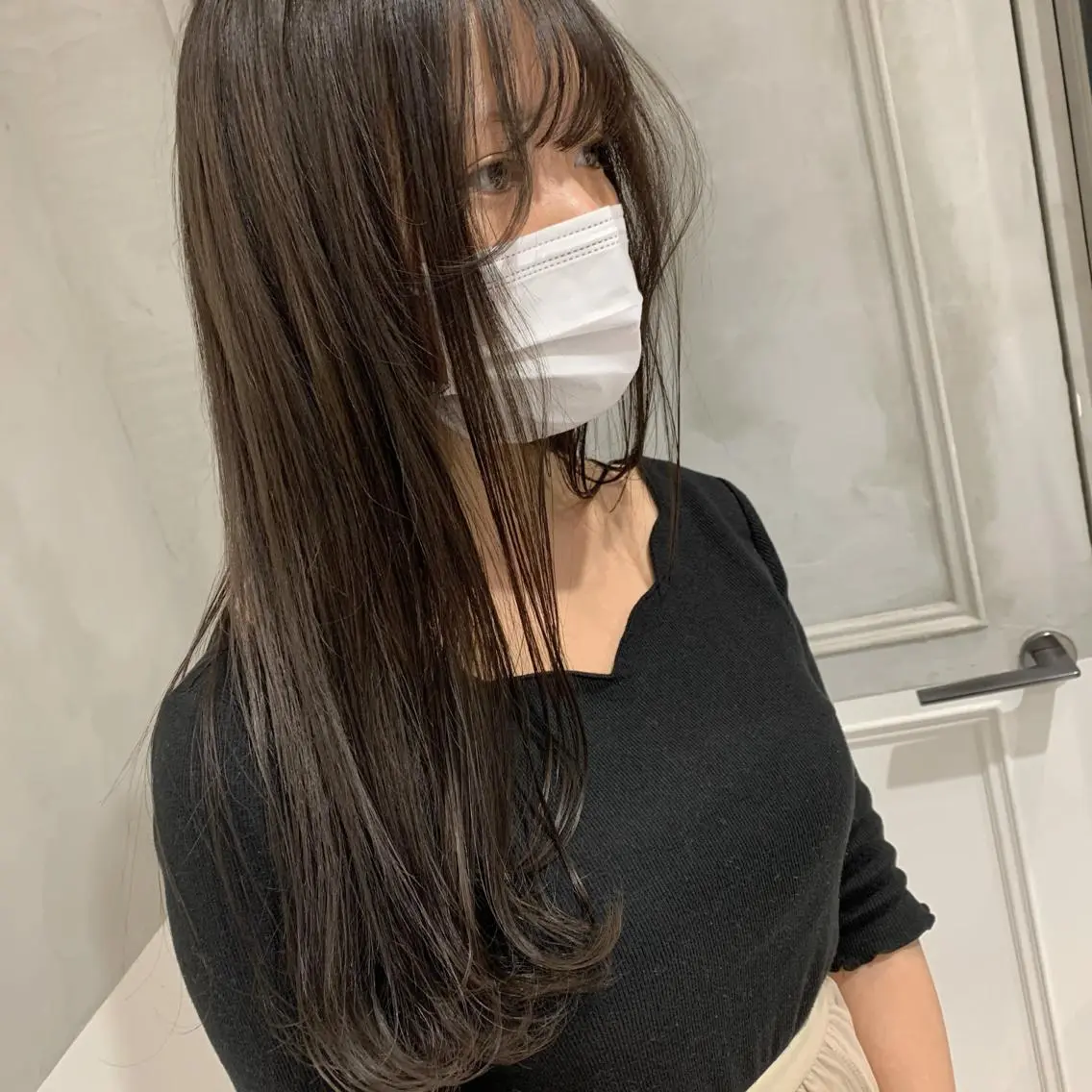 ロング オリーブ カラー✨有坂映哉のヘアスタイル