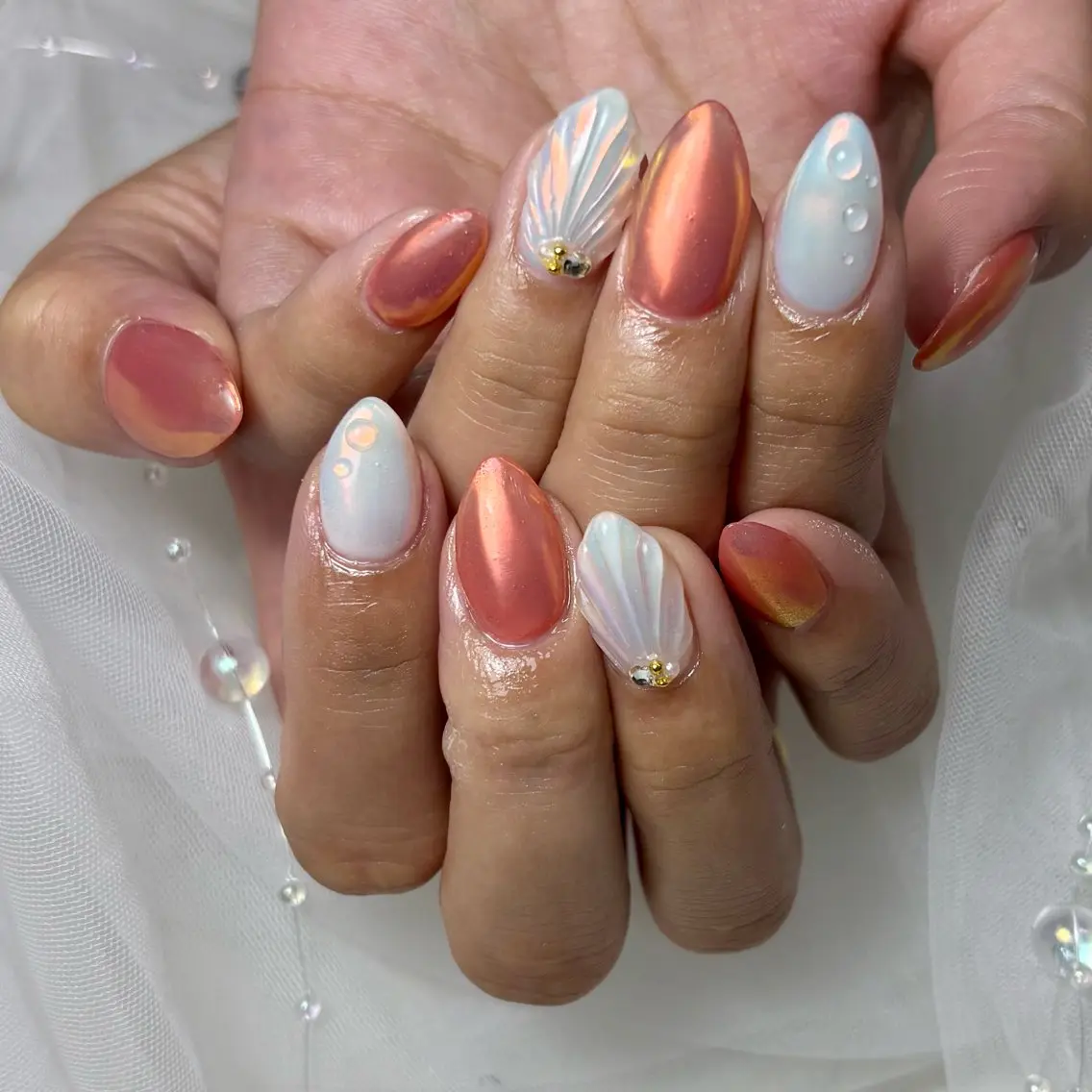 ネイル アートネイル フラッシュネイル ラメ(グリッター) マグネットネイル ミラーネイル ハンドネイル Cherie mu ✦.*miyoのネイルデザイン