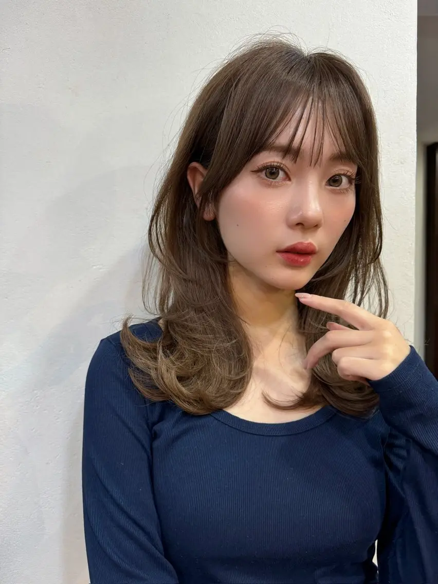 セミロング カラー ベージュカラー ミルクティーベージュ レイヤーカット 似合わせレイヤー 🇰🇷荒木洋文のヘアスタイル