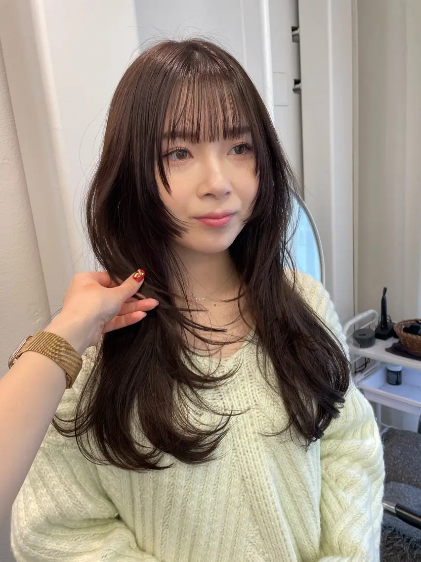 セミロング カラー レイヤーカット 小顔カット カット ヘアカラー トリートメント レイヤーカット🎀 kanaのヘアスタイル