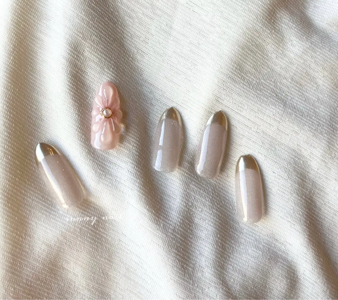 ネイル 入学式 フラワーネイル フレンチネイル ジェルネイル 卒業式 sunny nailのネイルデザイン