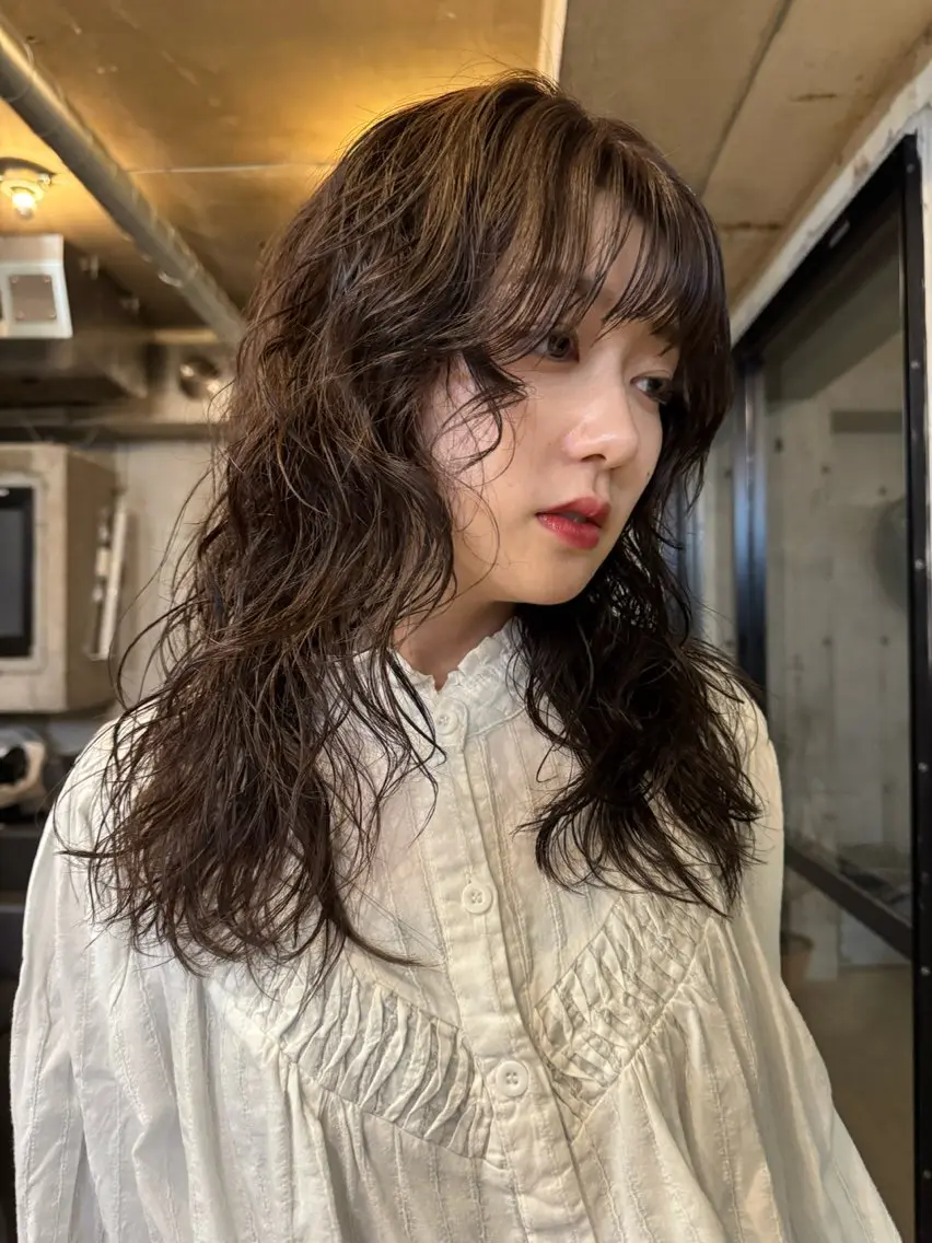 ミディアム カラー パーマ カット ヘアカラー パーマ 🍈yurina 福岡/パーマ🍈のヘアスタイル