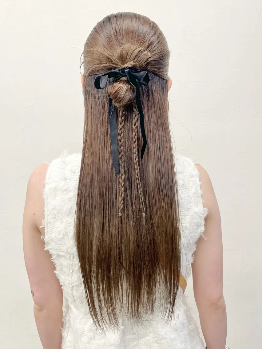 ヘアアレンジ ハーフアップ ボブ ウルフカット ヘアセット 初めてのショート お任せください✂️のヘアスタイル