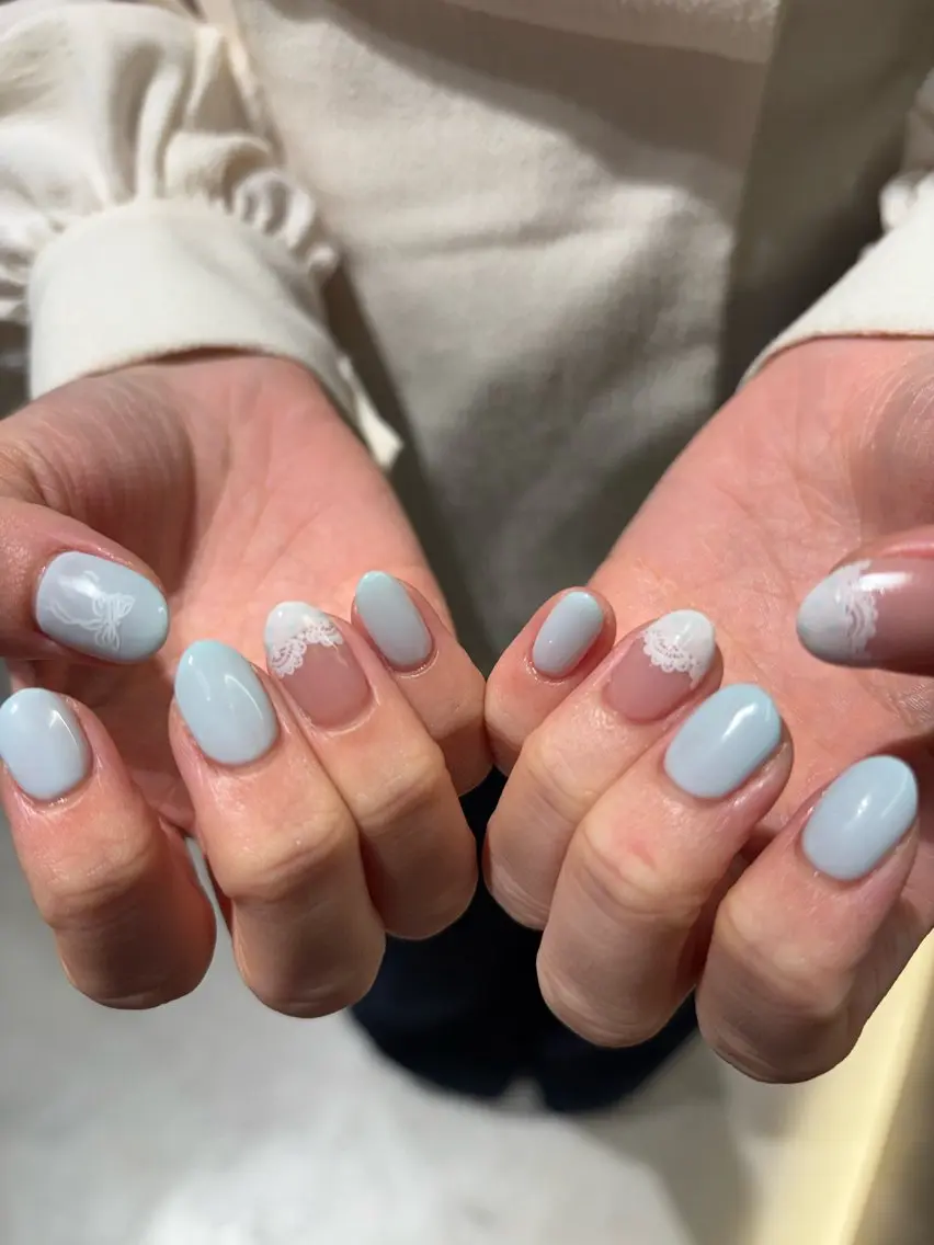 ネイル ドット レース ハンドネイル Miura.H 🦋🫧のネイルデザイン