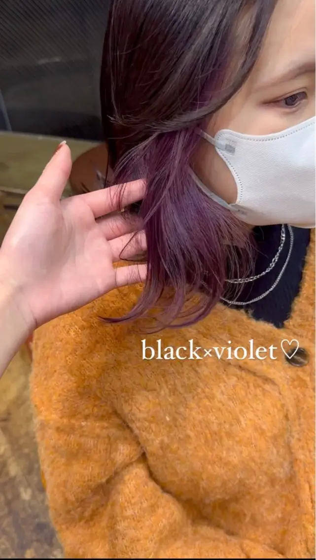 ミディアム カラー バイオレットカラー カット ヘアカラー 🌈艶髪縮毛矯正🌈 岡野美典のヘアスタイル