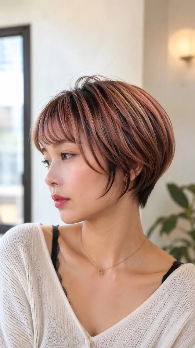 ショート ハイライト ヘアカラー 千葉 光春のヘアスタイル