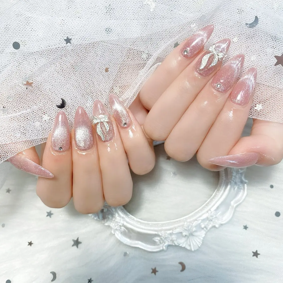 ネイル チークネイル 長さ出し フレンチネイル ジェルネイル グラデーション THANHTHANH NAILのネイルデザイン