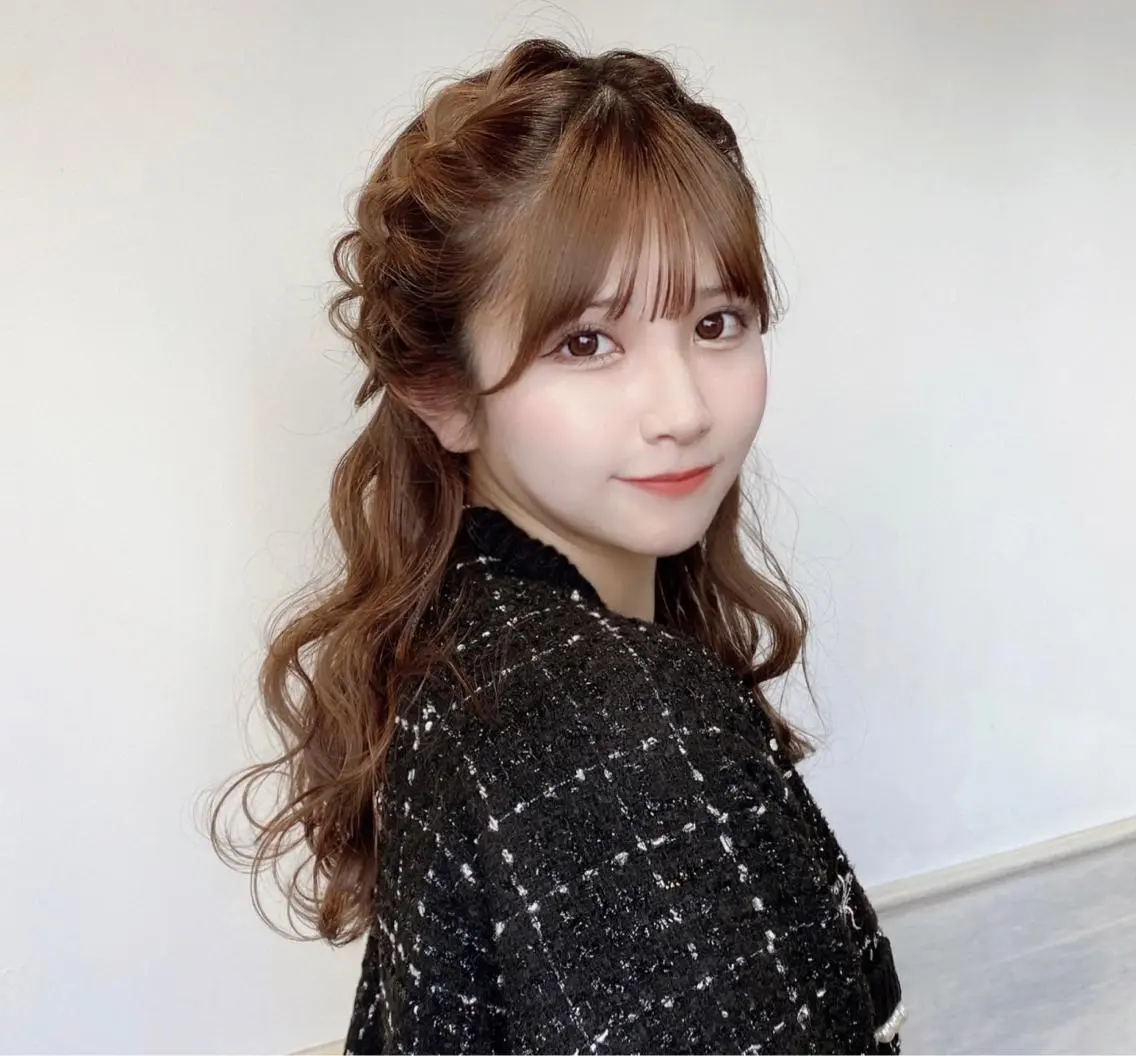 ロング ヘアアレンジ ハーフアップ ヘアセット 💖透明感カラー💖 mayukoのヘアスタイル