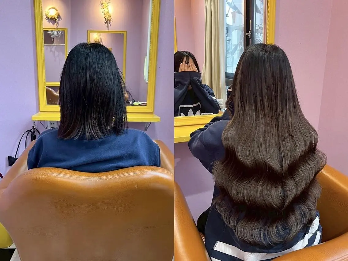 ロング ヘアアレンジ カラー アディクシーカラー バレイヤージュ ブリーチ イルミナカラー パープルカラー ゆか🐻 ちび編み🤍シールのヘアスタイル