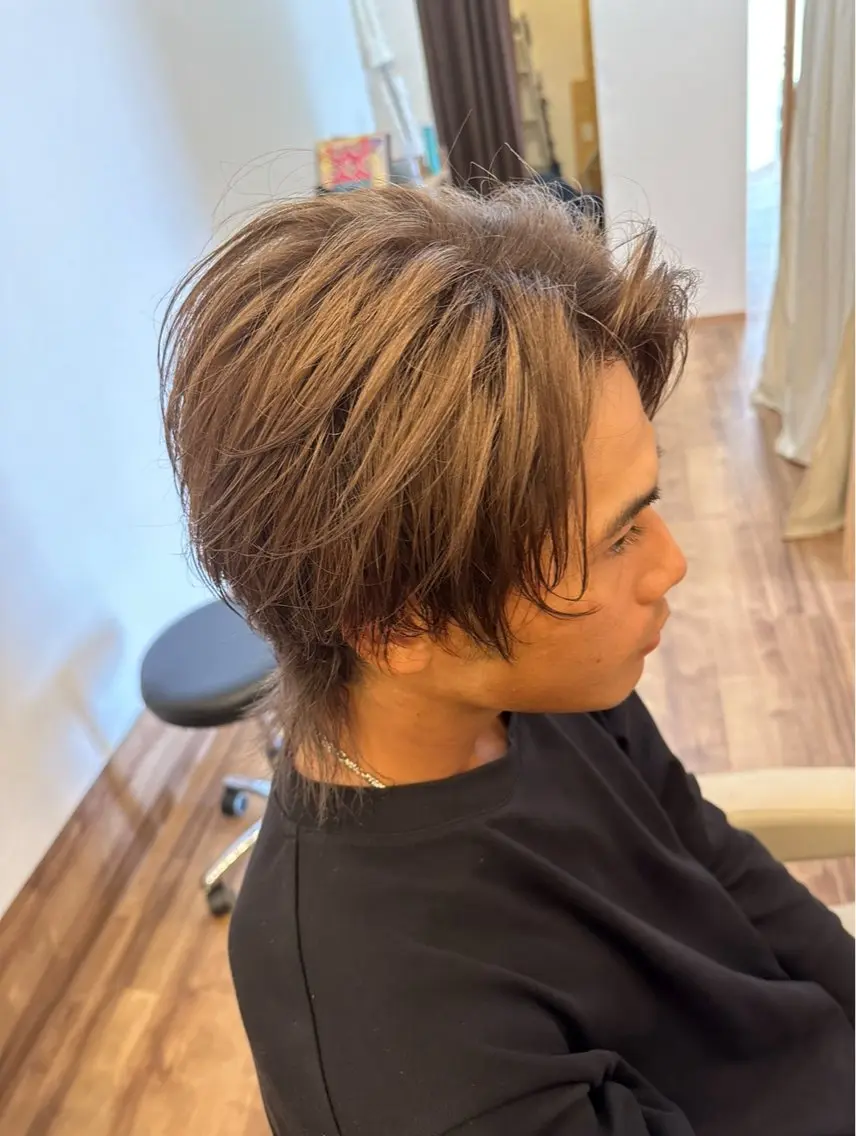 ショート メンズ センターパート カット ヘッドスパ 艶髪カラー/髪質改善 細貝 舞利のヘアスタイル