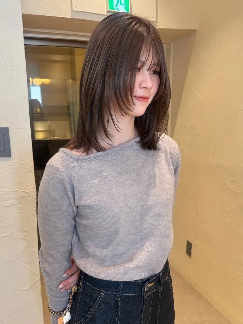 ミディアム ヘアカラー 透明感カラー/三宮/ Nanahoのヘアスタイル
