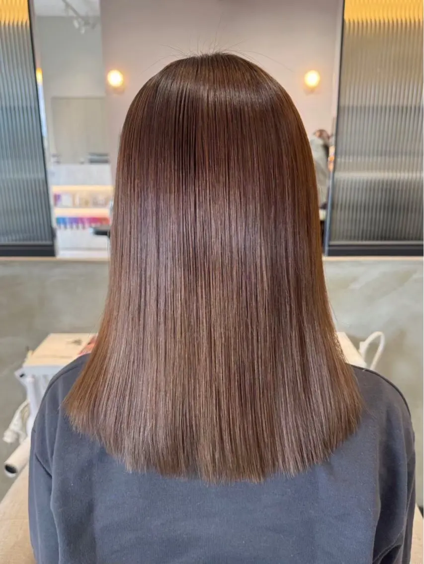ミディアム 縮毛矯正 🫧ナチュラル矯正 /カラー🫧あやりのヘアスタイル