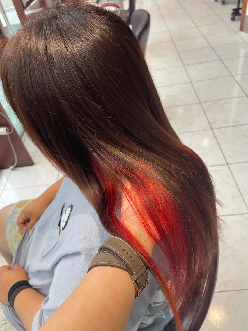 カラー インナーカラー オレンジ AMITYメンズ特化 ASUMIのヘアスタイル