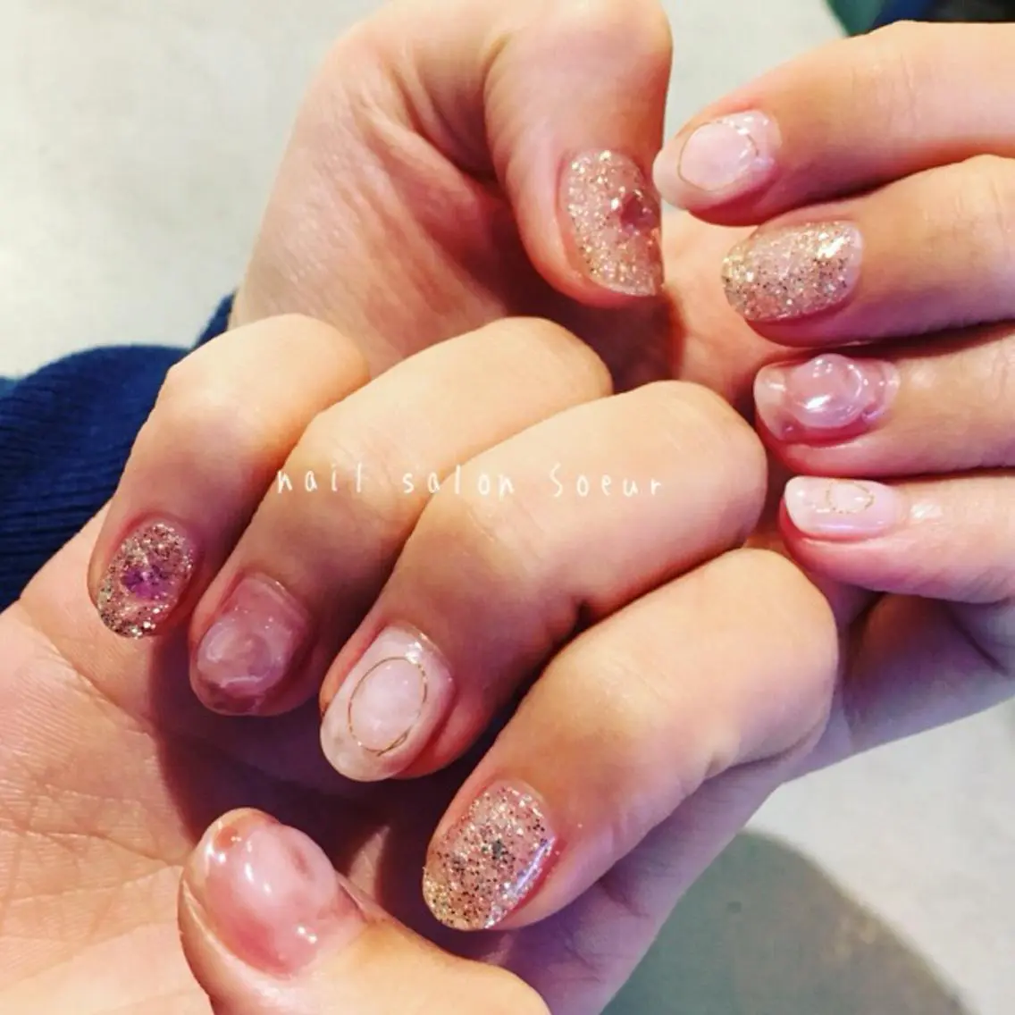 ネイル アートネイル 長さ出し ジェルネイル マットネイル ミラーネイル ハンドネイル nail salon Soeurのネイルデザイン
