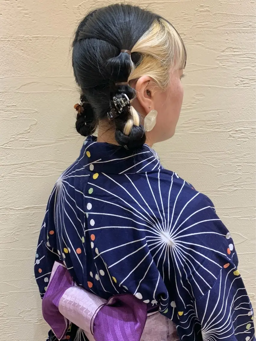 セミロング ヘアアレンジ 着付け 似合わせ⌇お洒落 カット⌇平野あみのヘアスタイル