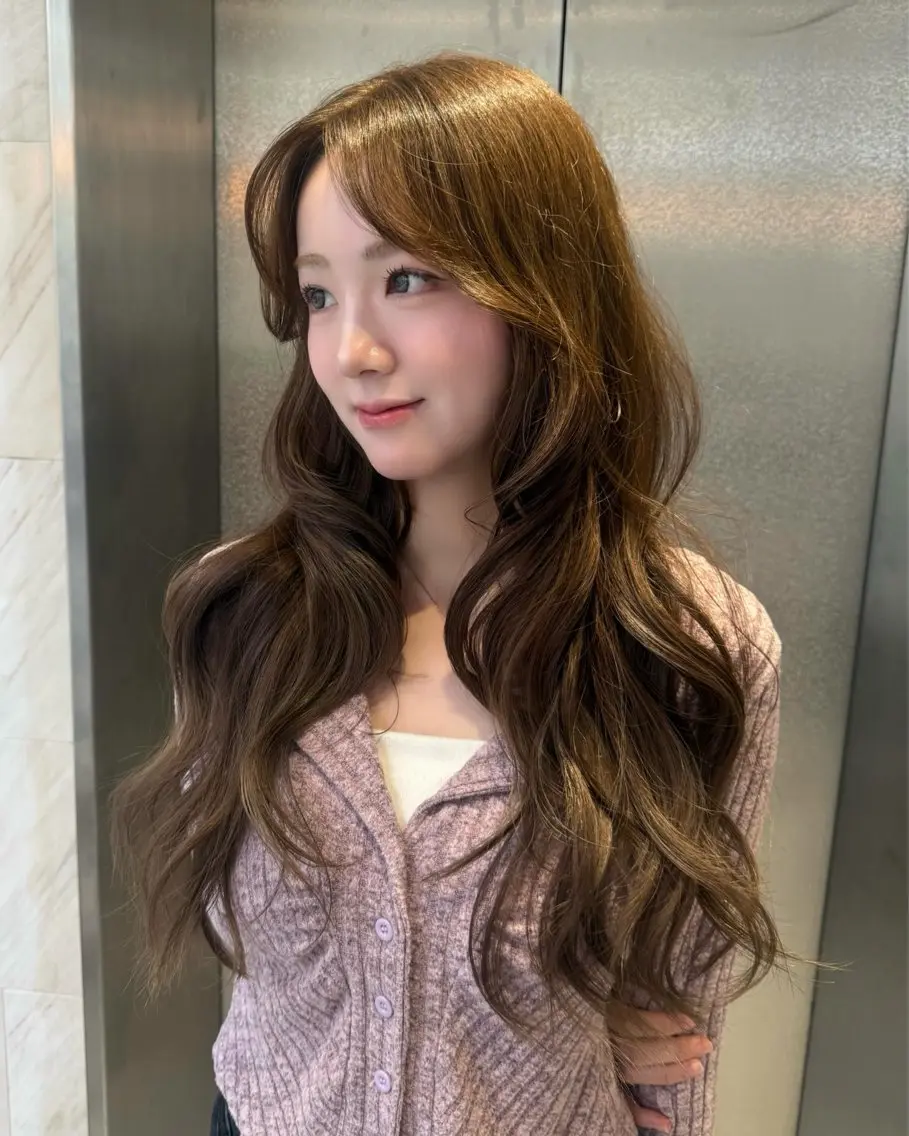 ヘアアレンジ ヘアセット もも/透明感/ 暖色カラー/韓国ヘアのヘアスタイル