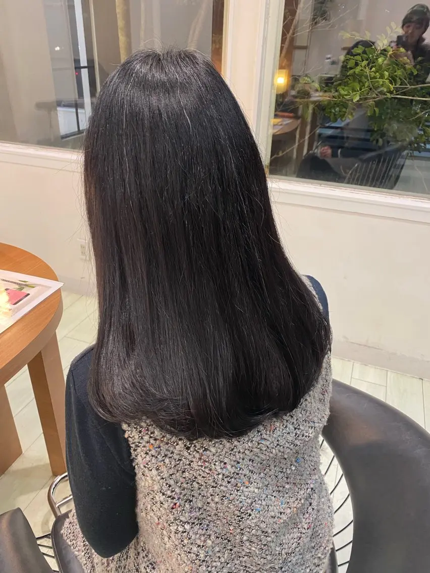 セミロング 艶カラー／ストレート かとうゆうき🍯のヘアスタイル