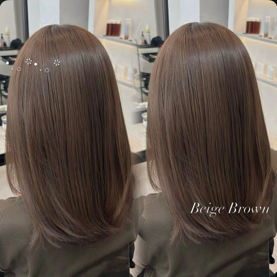 ミディアム カラー ベージュカラー ブリーチ ブラウンカラー イルミナカラー ブリーチなしカラー ヘアカラー SHUKA🎀カラ ー/錦糸町/韓国風のヘアスタイル