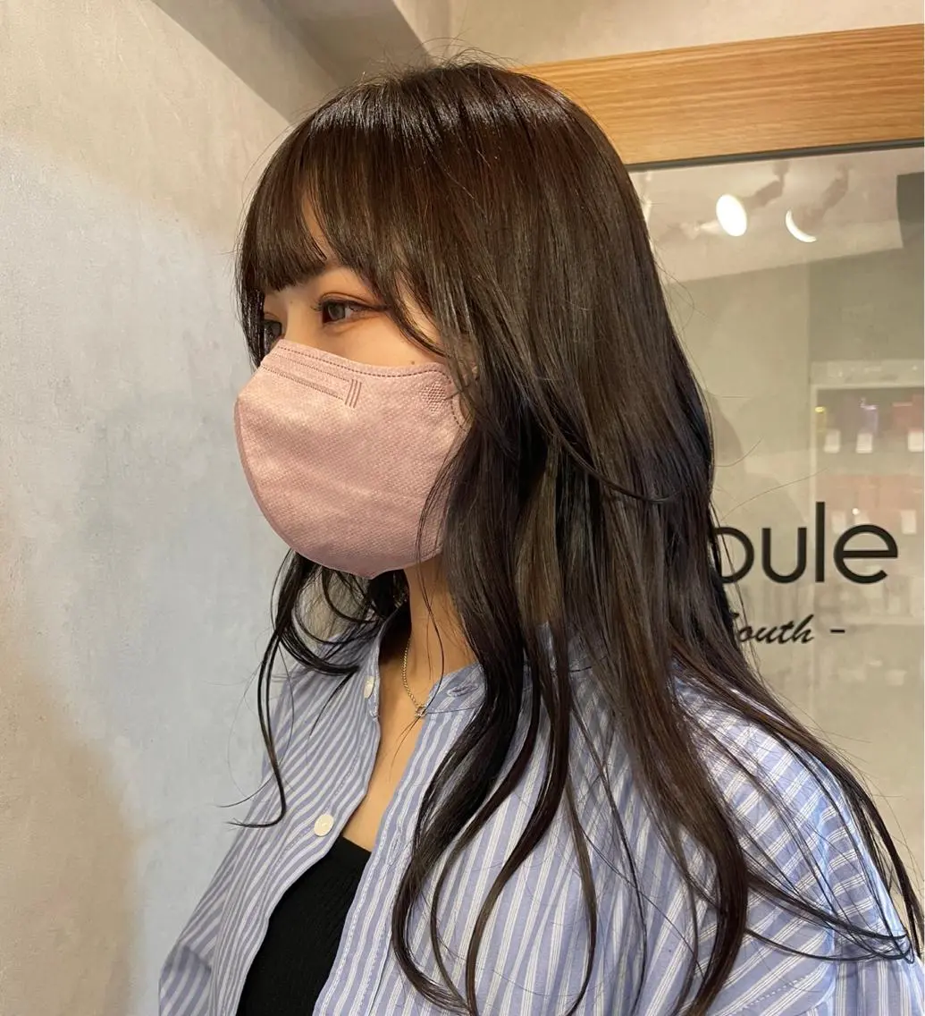 ロング カラー グレージュ ラベンダーカラー ラベンダーグレージュ ラベンダーグレー 🍮中山詩乃🍮顔 まわりデザイン◎のヘアスタイル