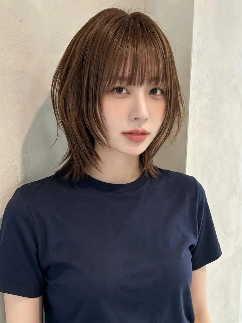セミロング くびれヘア 顔まわりレイヤー 韓国風ヘア レイヤーカット 小顔カット カット ヘアカラー トリートメント ヘッドスパ 韓国レイヤーカット 🫧大阪梅田レイヤーのヘアスタイル
