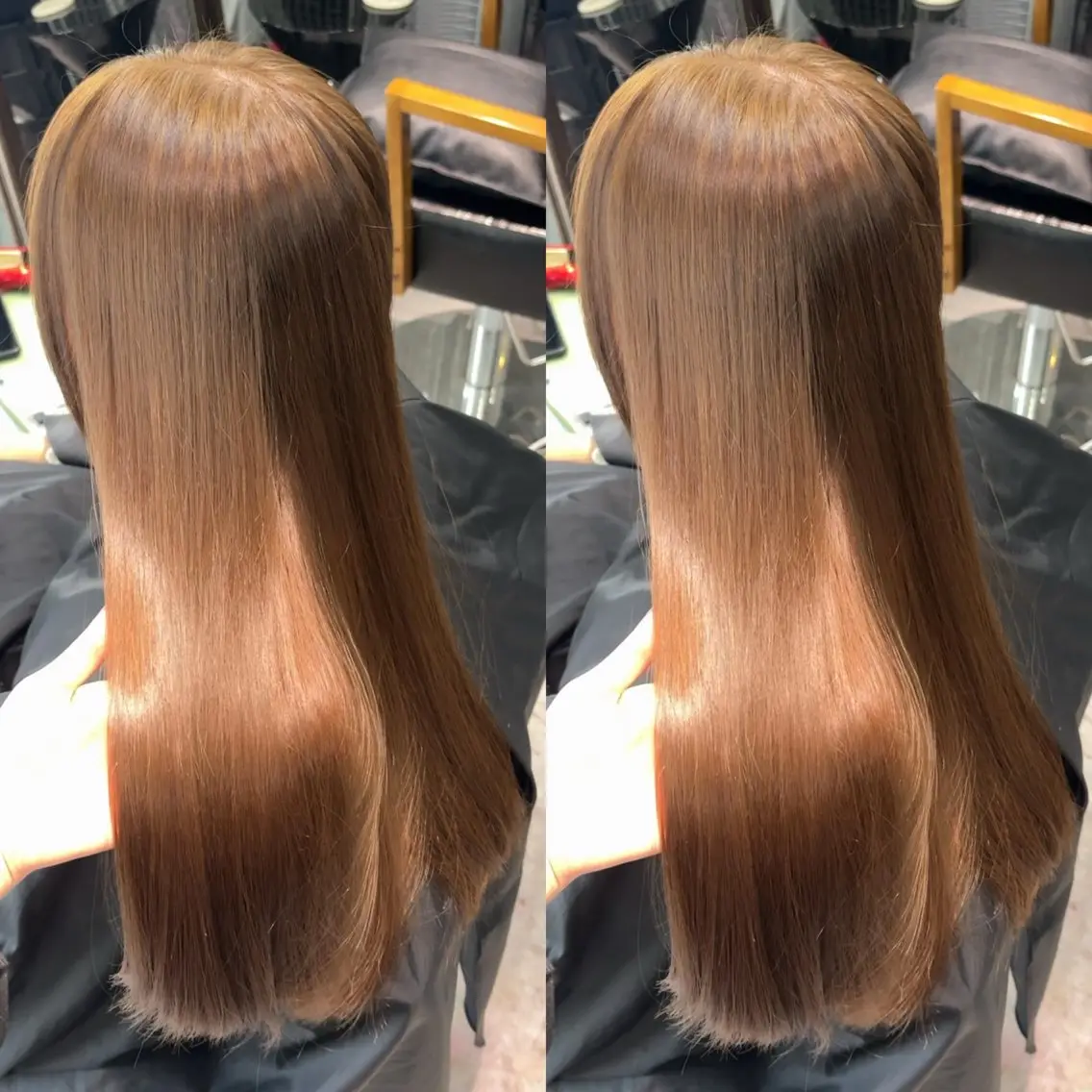 ロング カラー オレンジ ヘアカラー トリートメント なんば、心斎橋🍓 ハイトーンnicoのヘアスタイル