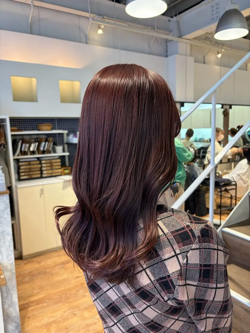 セミロング カラー ブラウンカラー ピンクカラー ピンクブラウン カット ヘアカラー トリートメント hip's eyes SHUNのヘアスタイル