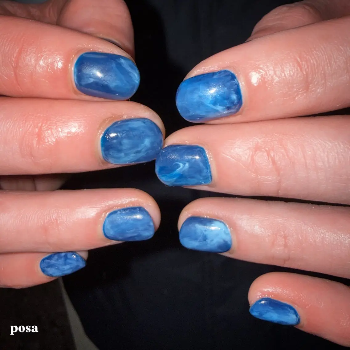ネイル ブルー ニュアンスネイル シンプルネイル ハンドネイル posa nail モエミのネイルデザイン