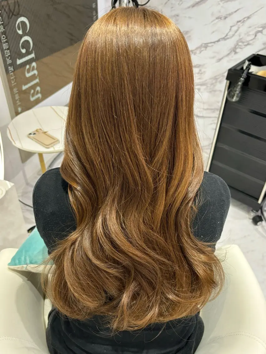 ロング カラー ベージュカラー ブリーチ ヘーゼル ブリーチなしカラー 韓国風ヘア 後藤 瑠菜のヘアスタイル