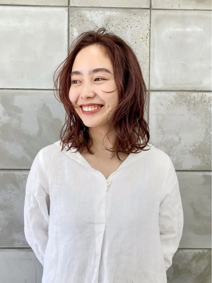 ミディアム カラー カット ヘアカラー パーマ /レイヤー 榛地渉馬 /矢場町のヘアスタイル