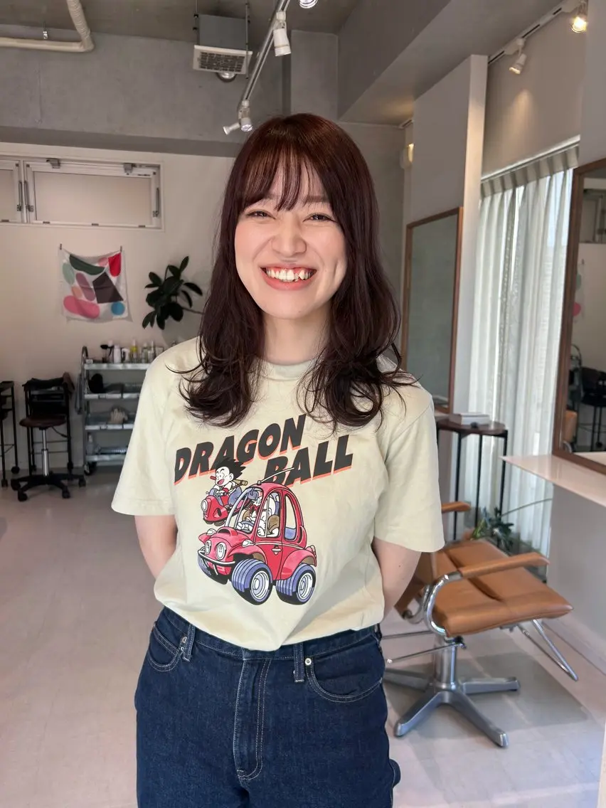 ミディアム ピンクラベンダー ヘアカラー トリートメント レイヤーカット/ツヤ 縮毛矯正/アチワのヘアスタイル